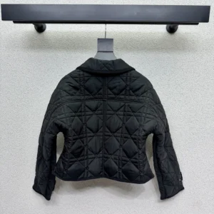 Dior Women Macrocannage Fitted Jacket Black Quilted Technical Taffeta