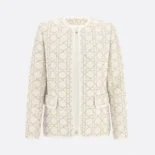 Dior Women Macrocannage Regular-Fit Jacket White and Gold-Tone Wool-Blend Tweed