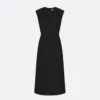 Dior Women Mid-Length Belted Dress Black Virgin Wool-Cotton-Blend Bouclé