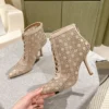 Dior Women Naughtily-D Heeled Ankle Boot Transparent Mesh-Beige