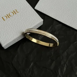 Dior Women Night Code Bangle Gold-Finish Metal White Crystals and White Lacquer