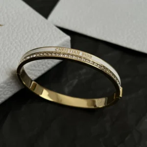 Dior Women Night Code Bangle Gold-Finish Metal White Crystals and White Lacquer