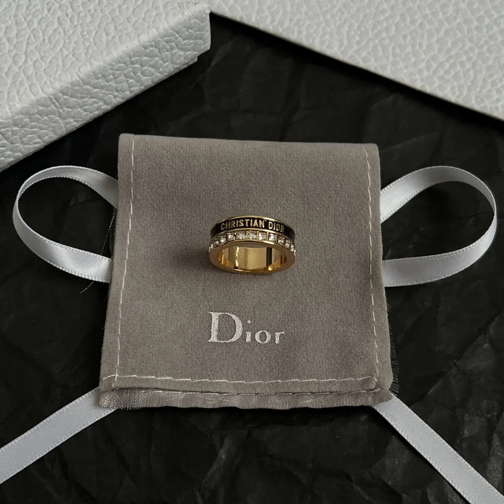 Dior Women Night Code Ring Gold-Finish Metal White Crystals and Black Lacquer 3 Dior Women Night Code Ring Gold-Finish Metal White Crystals and Black Lacquer