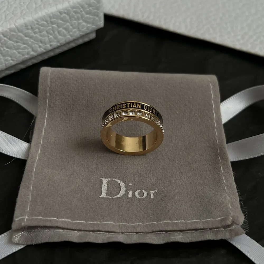 Dior Women Night Code Ring Gold-Finish Metal White Crystals and Black Lacquer 4 Dior Women Night Code Ring Gold-Finish Metal White Crystals and Black Lacquer