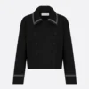 Dior Women Peacoat Black Double-Sided Virgin Wool-Angora-Blend Felt