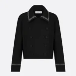 Dior Women Peacoat Black Double-Sided Virgin Wool-Angora-Blend Felt