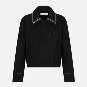 Dior Women Peacoat Black Double-Sided Virgin Wool-Angora-Blend Felt