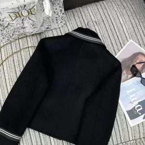 Dior Women Peacoat Black Double-Sided Virgin Wool-Angora-Blend Felt