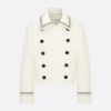 Dior Women Peacoat Ecru Double-Sided Virgin Wool-Angora-Blend Felt