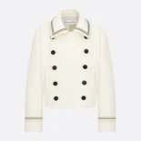 Dior Women Peacoat Ecru Double-Sided Virgin Wool-Angora-Blend Felt