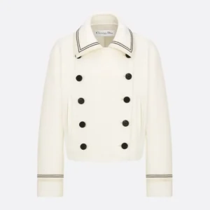 Dior Women Peacoat Ecru Double-Sided Virgin Wool-Angora-Blend Felt