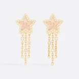 Dior Women Petit CD Lucky Baroque Earrings Gold-Finish Metal Silver-Tone Crystals