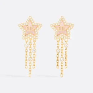 Dior Women Petit CD Lucky Baroque Earrings Gold-Finish Metal Silver-Tone Crystals