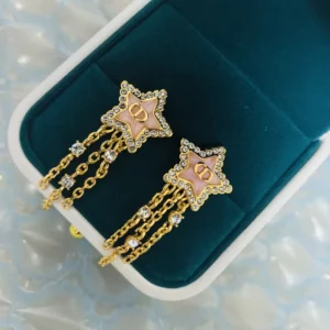Dior Women Petit CD Lucky Baroque Earrings Gold-Finish Metal Silver-Tone Crystals