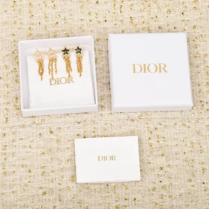 Dior Women Petit CD Lucky Baroque Earrings Gold-Finish Metal Silver-Tone Crystals
