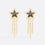 Dior Women Petit CD Lucky Baroque Earrings Gold-Finish Metal Silver-Tone Crystals D92B
