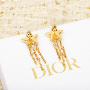 Dior Women Petit CD Lucky Baroque Earrings Gold-Finish Metal Silver-Tone Crystals D92B