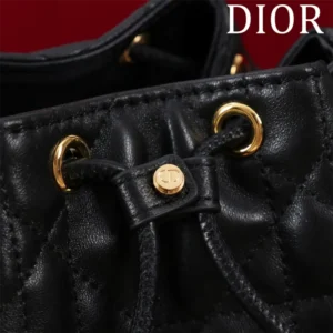 Dior Women Small Dior Caro Bucket Bag Black Macrocannage Lambskin