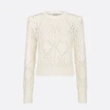 Dior Women Sweater White Openwork Cotton Knit 614S04A7085