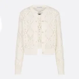 Dior Women Twinset White Openwork Cotton Knit 614W02A7085