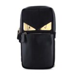 Fendi Men Monster Sling Bag Nylon And Leather Medium Crossbody Bag In Black