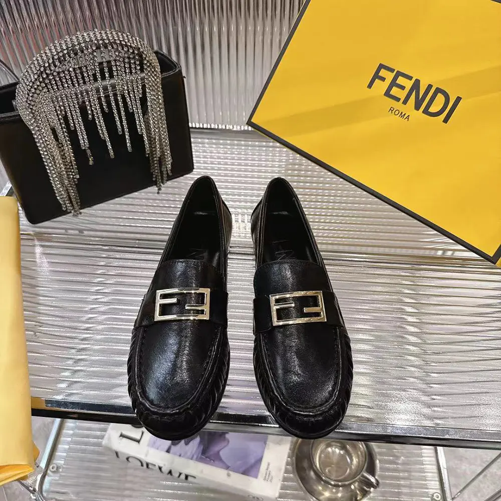 Fendi Women Baguette Black Nappa Leather Loafers 8D8756NBAF0QA1