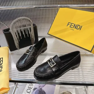 Fendi Women Baguette Black Nappa Leather Loafers 8D8756NBAF0QA1
