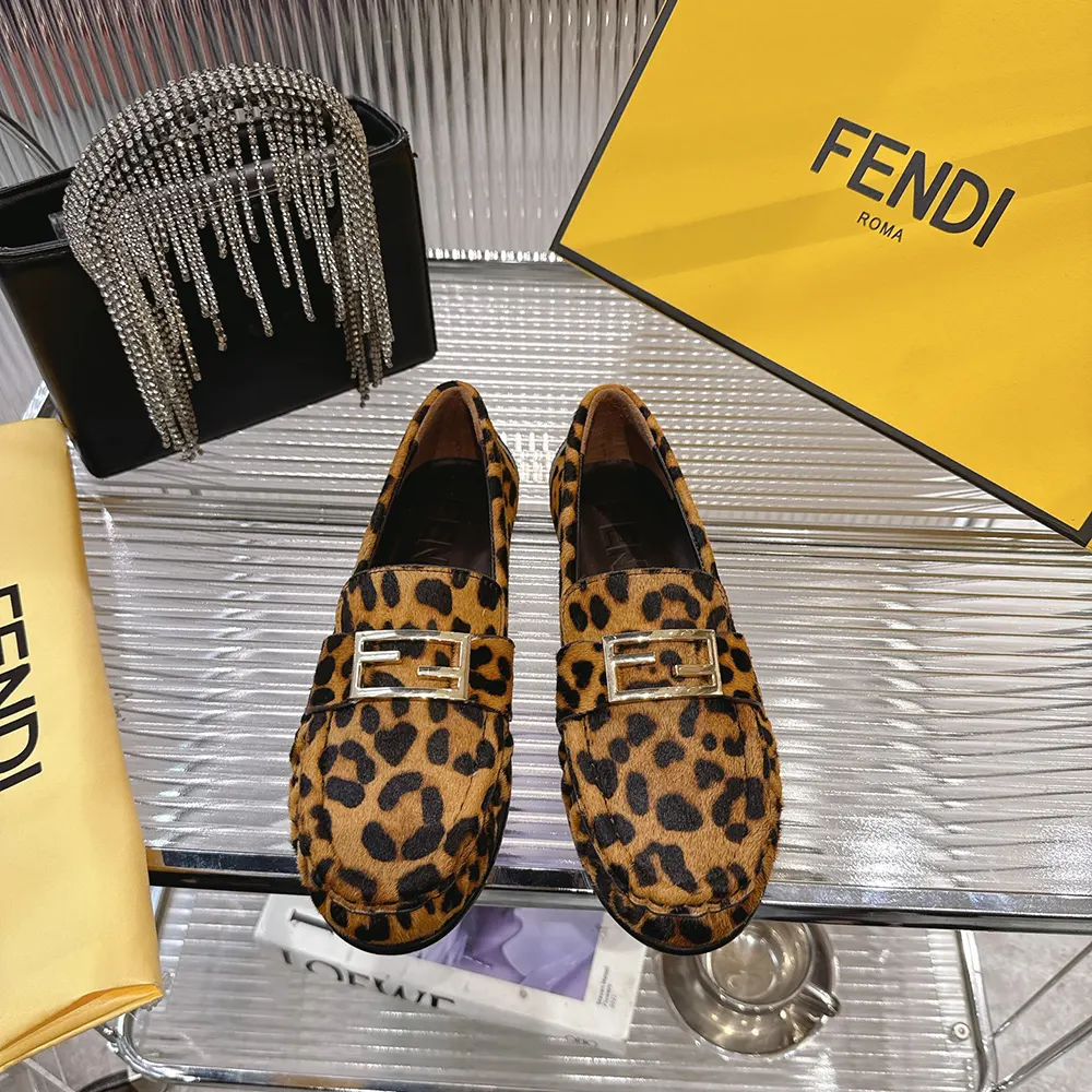 Fendi Women Baguette Printed Cavallino Calfskin Loafers 8D8756AY9SF1TOP