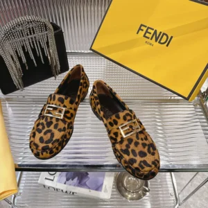 Fendi Women Baguette Printed Cavallino Calfskin Loafers 8D8756AY9SF1TOP