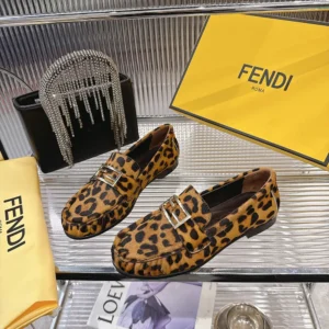 Fendi Women Baguette Printed Cavallino Calfskin Loafers 8D8756AY9SF1TOP