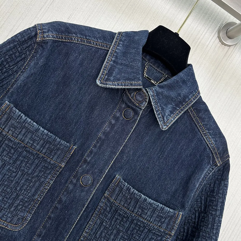Fendi Women Dark Blue Denim Go-To Jacket FLF677AW82F1UKI 4 Fendi Women Dark Blue Denim Go-To Jacket FLF677AW82F1UKI