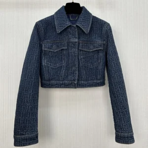 Fendi Women Dark Blue FF Denim Jacket FLF834AW82F1UKI