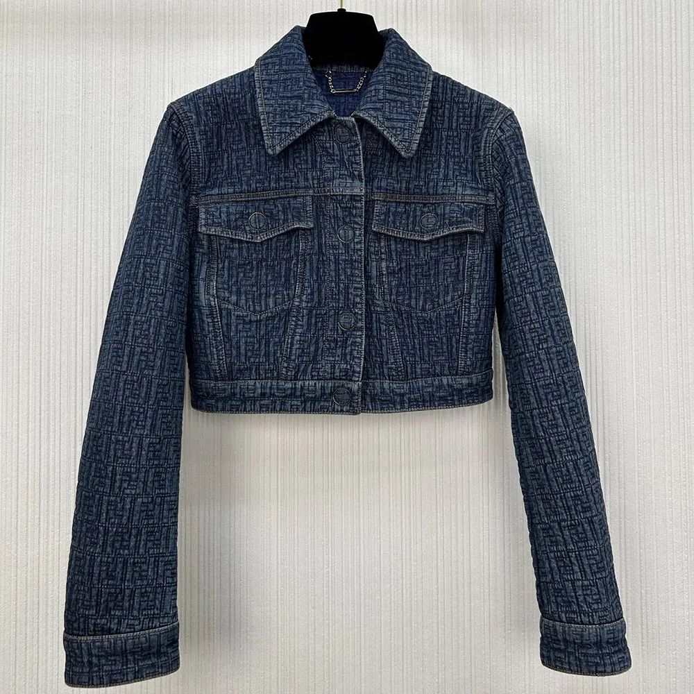 Fendi Women Dark Blue FF Denim Jacket FLF834AW82F1UKI