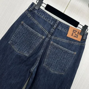 Fendi Women Long Jeans Dark Blue Denim Pants FLP882AW82F1UKI