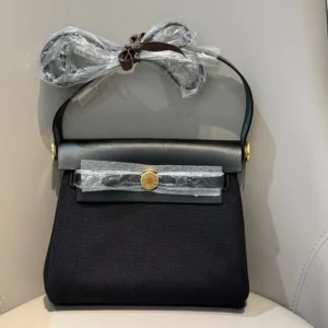 Hermes Women Herbag Zip 20 Bag-Black/Gold