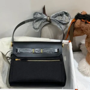 Hermes Women Herbag Zip 20 Bag-Black/Gold