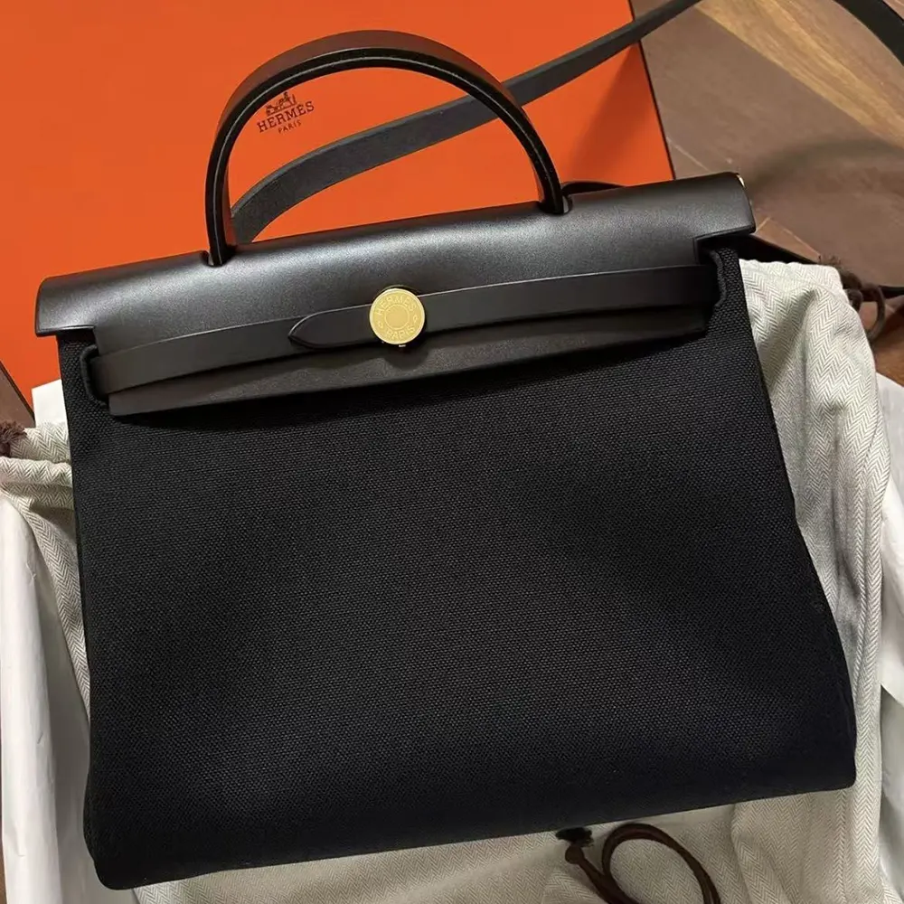 Hermes Women Herbag Zip 31 Bag-Black/Gold 3 Hermes Women Herbag Zip 31 Bag-Black/Gold