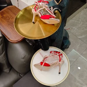 Jimmy Choo Women Lula 100mm Macaron and Ruby Red Satin Sandals with Bows