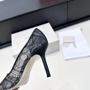 Jimmy Choo Women Romy 85 Black Jimmy Choo Lace Pumps ROMY85JXO
