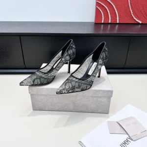 Jimmy Choo Women Romy 85 Black Jimmy Choo Lace Pumps ROMY85JXO