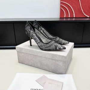 Jimmy Choo Women Romy 85 Black Jimmy Choo Lace Pumps ROMY85JXO