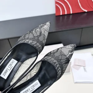 Jimmy Choo Women Romy 85 Black Jimmy Choo Lace Pumps ROMY85JXO