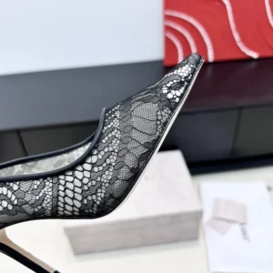 Jimmy Choo Women Romy 85 Black Jimmy Choo Lace Pumps ROMY85JXO