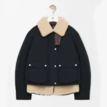 Loewe Men Puffer in Shearling and Cotton Blend-Black S359Y02XFX