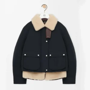 Loewe Men Puffer in Shearling and Cotton Blend-Black S359Y02XFX