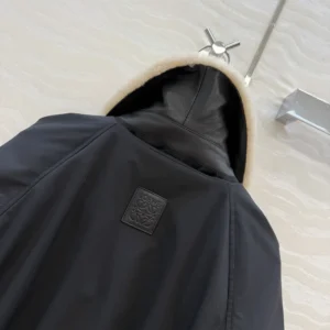 Loewe Men Puffer in Shearling and Cotton Blend-Black S359Y02XFX