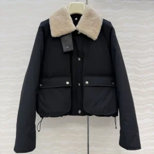 Loewe Men Puffer in Shearling and Cotton Blend-Black S359Y02XFX