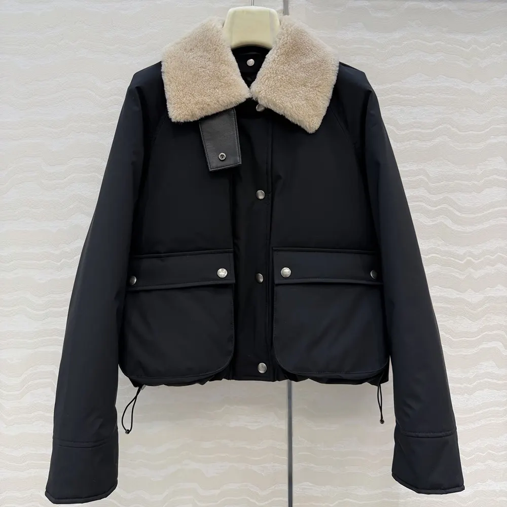 Loewe Men Puffer in Shearling and Cotton Blend-Black S359Y02XFX