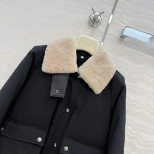 Loewe Men Puffer in Shearling and Cotton Blend-Black S359Y02XFX