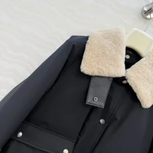 Loewe Men Puffer in Shearling and Cotton Blend-Black S359Y02XFX